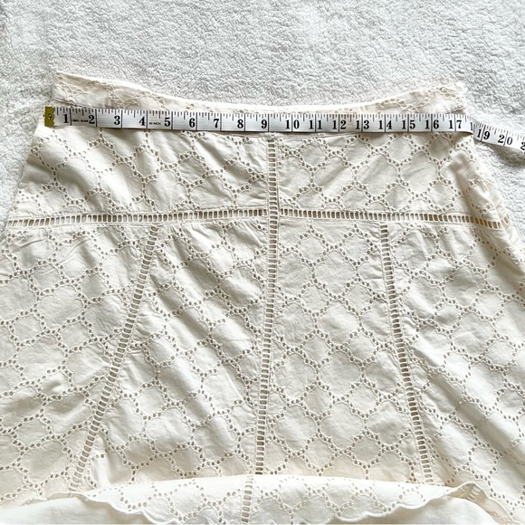 Loft Cotton Eyelet Cream A-Line Skirt with Scalloped Hem NWOT - Picture 8 of 12